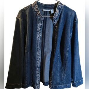 Blue Jean Jacket with Embroidered Silver Trim